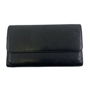BOGO Osgoode Marley Checkbook Wallet Black Soft Leather Flap Snap Long Pen Slot